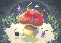 Rule 34 | &gt; &lt;, ^ ^, antennae, asaikaina, black skin, blue eyes, blue pikmin, blue skin, clinging, closed eyes, colored skin, commentary request, flying, grass, ice, ice pikmin, insect wings, leaf, midair, mushroom, nintendo, no humans, no mouth, pikmin (creature), pikmin (series), pink skin, playing, pointy ears, pointy nose, puffstool, purple hair, purple pikmin, purple skin, rainbow, red eyes, red pikmin, red skin, rock, rock pikmin, shadow, short hair, solid circle eyes, triangle mouth, very short hair, white pikmin, white skin, winged pikmin, wings, yellow pikmin, yellow skin