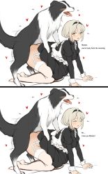 Rule 34 | 1girl, ass, bestiality, dog, doggystyle, highres, maid, nika, original, sex, sex from behind, short hair