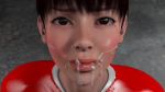 Rule 34 | 1girl, 3d, animated, blush, cum, cum in mouth, edge systems, facial, full mouth, looking at viewer, open mouth, red girl v.s. pig man, solo, sound, swallowing, tagme, tongue, video, video