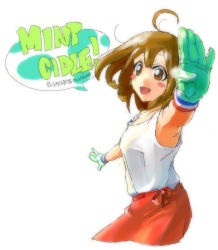 Rule 34 | bad id, bad pixiv id, blush stickers, brown eyes, brown hair, casual, gloves, hirasawa yui, k-on!, no thank you! (k-on!), short hair, solo, yas (bejes)