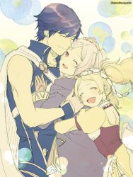 Rule 34 | 1boy, 2girls, ^ ^, absurdres, blonde hair, brother and sister, chrom (fire emblem), closed eyes, dress, fire emblem, fire emblem awakening, hair ornament, highres, hug, lissa (fire emblem), long hair, multiple girls, nintendo, open mouth, robin (female) (fire emblem), robin (fire emblem), short hair, short twintails, siblings, smile, twintails