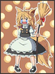 Rule 34 | aksawshin, animal ears, apron, black footwear, black skirt, black vest, blonde hair, bow, braid, broom, buttons, fox ears, frilled skirt, frills, hair bow, hat, hat bow, kirisame marisa, kitsune, long hair, mary janes, meme, no headwear, pixel art, puffy short sleeves, puffy sleeves, shirt, shoes, short sleeves, side braid, single braid, skirt, skirt set, socks, touhou, turtleneck, unfinished dream of all living ghost, vest, waist apron, white apron, white bow, white shirt, wily beast and weakest creature, youkai fox (wild and horned hermit)