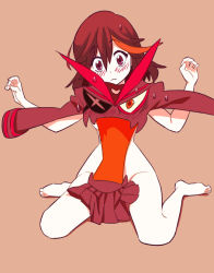 Rule 34 | 10s, 1girl, bad id, bad pixiv id, black hair, blue eyes, blush, unworn clothes, covering privates, embarrassed, kill la kill, living clothes, matoi ryuuko, md5 mismatch, multicolored hair, nude, nude cover, o-nashi neko, outstretched arms, red hair, revision, senketsu, short hair, sitting, spread arms, sweatdrop, two-tone hair, wariza