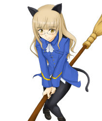 Rule 34 | 1girl, animal ears, aona (anagasaki), bad id, bad pixiv id, broom, broom riding, glasses, pantyhose, perrine h. clostermann, solo, strike witches, tail, world witches series