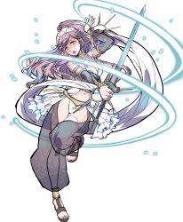 Rule 34 | 1girl, bare shoulders, braid, breasts, feet, female focus, fire emblem, fire emblem awakening, fire emblem heroes, full body, gloves, hairband, highres, holding, holding sword, holding weapon, jewelry, long hair, matching hair/eyes, navel, nintendo, official art, olivia (fire emblem), open mouth, pink eyes, pink hair, ponytail, sandals, side braid, solo, sword, toeless footwear, toes, transparent background, twin braids, weapon