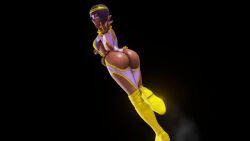 Rule 34 | 1girl, 3d, animated, artist request, ass, ass cutout, black background, bouncing breasts, breasts, cleavage, cleavage cutout, clothing cutout, cosplay, curvy, dancing, dark-skinned female, dark skin, egyptian, female focus, hand on own hip, highleg, highleg leotard, huge ass, jiggle, large breasts, leotard, lips, looking at viewer, looking back, medium breasts, menat, purple hair, rainbow mika, screencap, shiny skin, smile, solo, street fighter, street fighter v, tagme, thong leotard, very dark skin, video, walking