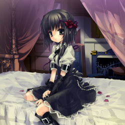 Rule 34 | bed, boots, elbow gloves, gloves, goth fashion, gotou nao, lowres, original, solo