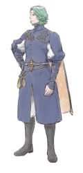 Rule 34 | 1boy, beard, black footwear, boots, cape, circlet, facial hair, fire emblem, fire emblem: three houses, full body, green hair, hand on own hip, highres, long sleeves, male focus, nintendo, seteth (fire emblem), simple background, solo, standing, white background, windcaller