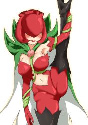 Rule 34 | 1girl, absurdres, between breasts, blush, breasts, digimon, high heels, highres, large breasts, leg lift, lipstick, makeup, navel, red lips, rosemon, smile, solo, thorns