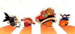 absurdres bandana bandana_waddle_dee cape duplicate galaxia_(sword) hammer headband highres king_dedede kirby kirby_(series) light_rays meta_knight nintendo no_humans pixel-perfect_duplicate polearm rariatto_(ganguri) spear sword weapon