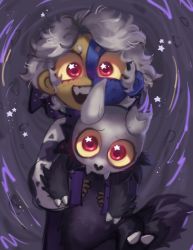 Rule 34 | + +, 1other, 2boys, black fur, blue skin, broken horn, claws, colored skin, demon, happy, highres, horns, king clawthorne, multiple boys, pajamas, silly girlie, skull, spoilers, star (symbol), the collector (the owl house), the owl house, white hair, yellow skin
