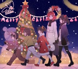 Rule 34 | 10s, 14 (vision5032), 1boy, 2015, 3girls, animal costume, antlers, bad id, bad twitter id, bag, black hair, blush, bow, brother and sister, child, christmas, christmas lights, christmas tree, coat, dated, from side, full body, hair bow, hairband, highres, holding hands, horns, loafers, love live!, love live! school idol project, merry christmas, multiple girls, night, nishikino maki, open mouth, pantyhose, red eyes, red hair, reindeer antlers, reindeer costume, santa costume, scarf, school uniform, shoes, shopping bag, short hair, siblings, side ponytail, signature, sisters, skirt, smile, twintails, walking, winter, wreath, yazawa cocoa, yazawa cocoro, yazawa cotaro, yazawa nico
