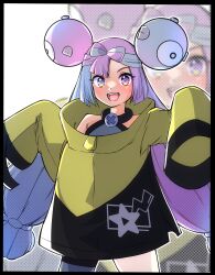 Rule 34 | absurdres, bow-shaped hair, character hair ornament, creatures (company), game freak, grey pantyhose, hair ornament, highres, iono (pokemon), jacket, long hair, low-tied long hair, multicolored hair, nintendo, oversized clothes, pantyhose, pink eyes, pink hair, pokemon, pokemon sv, sharp teeth, shirt, single leg pantyhose, sleeveless, sleeveless shirt, sleeves past fingers, sleeves past wrists, teeth, twintails, two-tone hair, very long hair, xdyg4477, yellow jacket