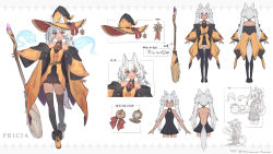 Rule 34 | 1girl, animal, animal ears, belt, black thighhighs, broom, cat, character sheet, chinese commentary, chinese text, commentary request, cooking, crying, dark-skinned female, dark skin, ghost, hat, highres, knife, long hair, original, purple eyes, robe, silver hair, sleeveless, tail, thighhighs, translation request, twintails, white background, witch, witch hat, yellowpaint.