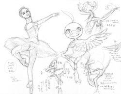 Rule 34 | 00s, 1girl, ahiru (duck) (princess tutu), ahiru (princess tutu), ahoge, anatomy, ballerina, ballet, ballet slippers, bird, bone, character request, duck, footwear ribbon, greyscale, monochrome, open mouth, pantyhose, princess tutu, skeleton, sketch, skirt, translation request, wings, x-ray, yameshoko