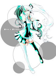 Rule 34 | bad id, bad pixiv id, detached sleeves, hatsune miku, headphones, headset, highres, kakage, legs, long hair, skirt, solo, thighhighs, twintails, ura-omote lovers (vocaloid), very long hair, vocaloid, zettai ryouiki