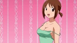 Rule 34 | 00s, 10s, 1girl, animated, animated gif, bouncing breasts, breasts, brown eyes, brown hair, camisole, cleavage, exercising, hinako (issho ni training), issho ni training, screencap, short hair, sideboob, solo, strap slip, sweat