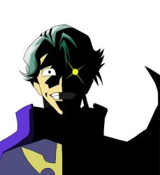 Rule 34 | 00s, 1boy, black eyes, black hair, code geass, crazy eyes, creepy, evil grin, evil smile, eye twinkle, glowing, glowing eye, grin, heterochromia, jeremiah gottwald, looking at viewer, male focus, military, military uniform, open mouth, shadow, simple background, smile, solo, teeth, uniform, upper body, white background, wide-eyed, yellow eyes