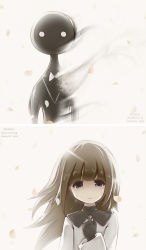 Rule 34 | 1girl, cherry blossoms, deemo, deemo (character), dissolving, girl (deemo), hand on own chest, head tilt, looking at viewer, smile, tears, zhandou greymon