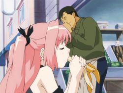 Rule 34 | 00s, 1boy, animated, animated gif, banana, closed eyes, food, fruit, girls bravo, perspective, pink hair, sexually suggestive