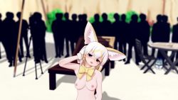 Rule 34 | 1girl, 3d, :3, animal ears, animated, ass, beach, blonde hair, blush, bouncing breasts, bow, bowtie, breasts, brown eyes, cleft of venus, crowd, dancing, fennec (kemono friends), fox ears, fox tail, highres, kemono friends, koikatsu (medium), koikatu, lucky beast (kemono friends), medium breasts, miniskirt, multicolored hair, multicolored thighhighs, navel, nipples, no panties, outdoors, pussy, short hair, skirt, smile, sweater, tail, thighhighs, torea, video, white hair, white thighhighs, yellow bow, yellow bowtie, yellow thighhighs