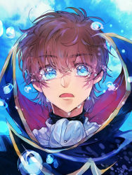 Rule 34 | 1boy, blue eyes, brown hair, code geass, crying, crying with eyes open, hair between eyes, kururugi suzaku, looking at viewer, male focus, open mouth, portrait, short hair, solo, sumi otto, tears