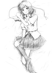 Rule 34 | 1girl, blush, female focus, greyscale, highres, looking at viewer, monochrome, shameimaru aya, short hair, smile, solo, touhou, traditional media, vent arbre