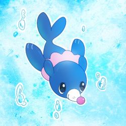 Rule 34 | air bubble, black eyes, bubble, closed mouth, commentary request, creatures (company), full body, game freak, gen 7 pokemon, nintendo, no humans, outline, pokemon, pokemon (creature), popplio, punico (punico poke), smile, solo, swimming, underwater
