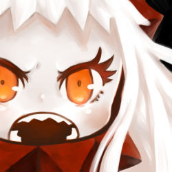 Rule 34 | 10s, 1girl, abyssal ship, angry, close-up, colored skin, dress, horns, kantai collection, looking at viewer, lowres, northern ocean princess, open mouth, orange eyes, pale skin, portrait, solo, white dress, white hair, white skin, zangetsumaru