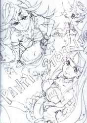 Rule 34 | 10s, aged up, chibi, greyscale, monochrome, panty &amp; stocking with garterbelt, panty (psg), siblings, sisters, sketch, stocking (psg), traditional media