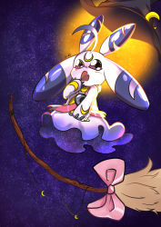 Rule 34 | bow, broom, crescent moon, digimon, hat, highres, lunamon, moon, night, sky, star (sky), starry sky, witch hat
