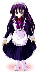 Rule 34 | 1girl, bow, female focus, maid, murabito, patchouli knowledge, pink bow, purple eyes, purple hair, solo, touhou