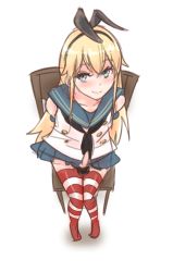 Rule 34 | 10s, 14sai bishoujo (shoutarou), 1boy, androgynous, black panties, black ribbon, blonde hair, blue eyes, chair, collarbone, covered testicles, crossdressing, erection, full body, hair ribbon, kantai collection, long hair, looking at viewer, male focus, md5 mismatch, panties, penis, penis in panties, resolution mismatch, ribbon, school uniform, serafuku, shimakaze (kancolle), simple background, sitting, smile, solo, source larger, striped clothes, striped thighhighs, thighhighs, trap, underwear, white background