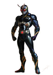 Rule 34 | 1boy, antennae, armor, belt, clenched hands, full body, heewon lee, helmet, highres, kamen rider, kamen rider black, kamen rider black (series), male focus, muscular, signature, solo
