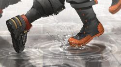 Rule 34 | 2boys, ankle boots, bakugou katsuki, black footwear, blurry, boku no hero academia, boots, colored shoe soles, combat boots, commentary, depth of field, feet, foot focus, footwear focus, highres, lower body, male focus, midoriya izuku, multiple boys, out of frame, outdoors, rain, reflection, reflective water, ripples, shoe soles, soft focus, splashing, spoilers, twitter username, water, water drop, wet, yorha 2b2e