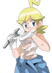Rule 34 | 1boy, child, clemont (pokemon), creatures (company), dirty, game freak, glasses, gloves, hainchu, male focus, nintendo, pokemon, pokemon (anime), pokemon xy (anime), sweat, transparent, wet, wrench