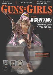 Rule 34 | 0 0, 4girls, :&lt;, :/, ?, ??, absurdres, battle rifle, black hair, black thighhighs, blonde hair, blush, boots, braid, brown footwear, brown gloves, brown shirt, camouflage, camouflage jacket, character name, chibi, cover, crack, diaoyagld, english text, eyes visible through hair, eyewear on head, fake cover, frilled skirt, frills, girls&#039; frontline, gloves, goggles, goggles on head, green hair, grey background, gun, hair ornament, hairclip, highres, holding, holding gun, holding weapon, jacket, knee to chest, long hair, m1918 (girls&#039; frontline), m4a1 (girls&#039; frontline), magazine cover, military jacket, military program, miniskirt, mole, mole under eye, multicolored hair, multiple girls, navel, next generation squad automatic rifle (military program), next generation squad rifle (military program), next generation squad weapon (military program), next generation support weapon (military program), open mouth, pink hair, red eyes, rifle, sad, scope, shadow, shirt, sig mcx, sig mcx (girls&#039; frontline), sitting, sitting on stairs, skirt, smile, spotlight, stairs, straight hair, streaked hair, sunglasses, suppressor, swept bangs, text background, text focus, thighhighs, waving, weapon, weapon name, xm7 rifle, xm8 (girls&#039; frontline), zettai ryouiki