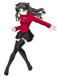 Rule 34 | 00s, 1girl, black thighhighs, fate/stay night, fate (series), legs, long legs, silvermoon, solo, thighhighs, tohsaka rin, turtleneck, two side up