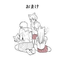 Rule 34 | 1boy, 3girls, aftersex, animal ears, boxers, cat ears, crying, male underwear, mo (kireinamo), multiple girls, original, pleated skirt, ruined for marriage, school uniform, scratches, skirt, translation request, underwear