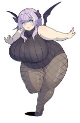 Rule 34 | 1girl, absurdres, agano mai, alpha transparency, aqua eyes, black wings, blush, breasts, brown pantyhose, diamond-shaped pupils, diamond (shape), fat, fishnet pantyhose, fishnets, full body, hair between eyes, hair intakes, heart, highres, horns, huge breasts, indie virtual youtuber, lips, long hair, looking at viewer, mini wings, morningpanda, open hands, outstretched arms, pantyhose, parted lips, purple hair, red nails, shadow, solo, sweater, symbol-shaped pupils, thick arms, thick thighs, thighs, transparent background, turtleneck, turtleneck sweater, virtual youtuber, white hair, wings