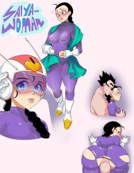 Rule 34 | absurdres, anus, ass, black hair, blue eyes, blush, braid, braided ponytail, breasts, couple, doggystyle, dragon ball, dragon ball gt, embarrassed, glasses, grabbing, grabbing another&#039;s breast, great saiyaman 2, helmet, hero costume, highres, huge ass, husband and wife, large breasts, large penis, lipstick, looking at viewer, makeup, muscular, muscular male, penis, pussy, rozenphox, sex, sex from behind, son gohan, superhero costume, tagme, thick thighs, thighs, torn clothes, uncensored, vaginal, videl