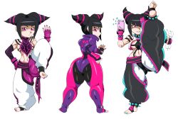 Rule 34 | 1girl, ass, black hair, breasts, capcom, charge sol, chibi, feet, game, han juri, highres, huge ass, legs, medium breasts, pink eyes, spikes, street fighter, street fighter 6, street fighter iv (series), street fighter v, tagme, thick thighs, thighs