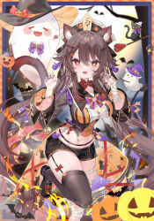 Rule 34 | 1girl, boo tao (genshin impact), brown hair, flower-shaped pupils, halloween, highres, hu tao (genshin impact), long hair, looking at viewer, open mouth, red eyes, short hair, smile, solo, symbol-shaped pupils, twintails, yuia