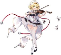 Rule 34 | 1girl, alternate costume, apron, azur lane, back bow, black dress, black footwear, bow, breasts, dress, enmaided, frilled apron, frills, full body, garter straps, gem, green eyes, green gemstone, hair ornament, high heels, holding, holding instrument, holding violin, instrument, long hair, maid, maid apron, maid cafe, maid headdress, medium breasts, official alternate costume, official art, open mouth, puffy short sleeves, puffy sleeves, red ribbon, ribbon, short sleeves, solo, southampton (afternoon impromptu) (azur lane), southampton (azur lane), thighhighs, transparent background, vilor, violin, white apron, white bow, white garter straps, white thighhighs, wrist cuffs, x hair ornament