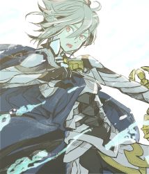 Rule 34 | 1boy, armor, blue cape, cape, corrin (fire emblem), corrin (male) (fire emblem), corrin (male) (fire emblem), fire emblem, fire emblem fates, gloves, highres, holding, holding sword, holding weapon, long hair, looking at viewer, male focus, nintendo, open mouth, pointy ears, red eyes, short hair, silver hair, simple background, solo, sword, torisudesu, weapon, white background, yato (fire emblem)