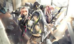Rule 34 | 4girls, anti-rain (girls&#039; frontline), ar-15, arm behind head, armband, assault rifle, asymmetrical legwear, bad id, bad pixiv id, holding behind back, beige jacket, black eyes, black footwear, black gloves, black hair, black jacket, black skirt, black socks, blonde hair, blue eyes, blue hair, blue jacket, boots, box, braid, braided ponytail, brown eyes, brown hair, cabinet, clothes around waist, collar, commentary request, crossed legs, desk, dress, expressionless, eyepatch, girls&#039; frontline, gloves, green hair, green sweater, gun, hair ornament, happy, head tilt, headgear, headphones, highres, holding, holding weapon, jacket, jacket around waist, kneehighs, leaning to the side, long hair, looking at viewer, looking back, m16a1 (girls&#039; frontline), m4 carbine, m4 sopmod ii, m4 sopmod ii (girls&#039; frontline), m4a1 (girls&#039; frontline), measuring stick, messy room, miniskirt, multicolored hair, multiple girls, office, on floor, one side up, open clothes, open jacket, over shoulder, pantyhose, paper, paperwork, phino, pink dress, pink footwear, pink hair, ponytail, red eyes, red hair, rifle, scarf, shirt, short dress, side ponytail, sidelocks, silk, sitting, skirt, skull, skull print, sleeveless, sleeveless sweater, smile, socks, spider web, st ar-15 (girls&#039; frontline), standing, streaked hair, suppressor, sweater, teeth, thighhighs, tongue, uneven legwear, weapon, window, yellow shirt