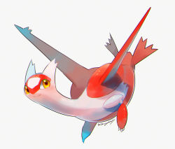 Rule 34 | blush, claws, closed mouth, creatures (company), game freak, gen 3 pokemon, highres, kikuyoshi (tracco), latias, legendary pokemon, looking to the side, nintendo, no humans, pokemon, pokemon (creature), signature, smile, solo, yellow eyes