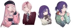 2girls 2others aged_down akiyama_mizuki asahina_mafuyu bokutachi_no_seizon_tousou_(project_sekai) highres holding holding_stuffed_toy kitty_(vocaloid) multiple_girls multiple_others non-web_source official_art project_sekai school_uniform simple_background stuffed_animal stuffed_toy suou_(sdurorhr) white_background