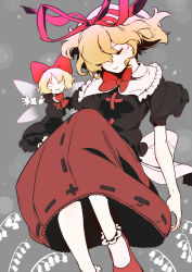 Rule 34 | 1girl, absurdres, ankle socks, black shirt, blonde hair, bow, bowtie, capelet, doll, doll joints, closed eyes, fairy wings, frilled shirt, frilled skirt, frills, hair ribbon, highres, joints, kawayabug, medicine melancholy, puffy short sleeves, puffy sleeves, red neckwear, red ribbon, ribbon, shirt, shoes, short hair, short sleeves, skirt, socks, su-san, touhou, wings