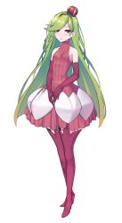 Rule 34 | 1girl, absurdres, blush, boots, creatures (company), full body, game freak, gen 7 pokemon, gloves, green hair, high heel boots, high heels, highres, long hair, looking at viewer, nintendo, personification, pokemon, pokemon (creature), red eyes, solo, standing, thigh boots, thighhighs, tsareena, very long hair